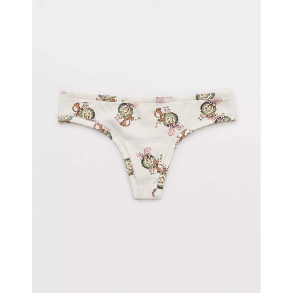 NWT Aerie Small Cindy Lou Who Grinch Thong Underwear Christmas Limited Edition